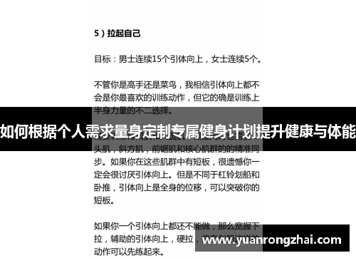 如何根据个人需求量身定制专属健身计划提升健康与体能