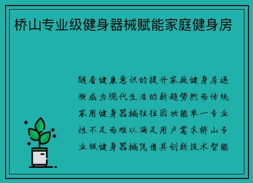桥山专业级健身器械赋能家庭健身房