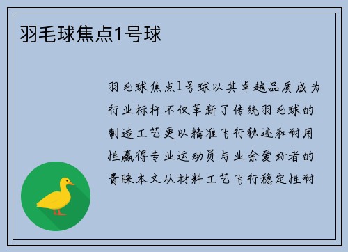 羽毛球焦点1号球